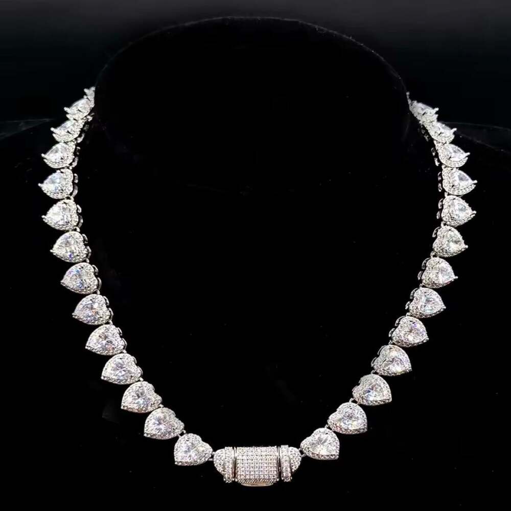Silver Heart Tennis Necklace – Sparkling Heart CZ Chain